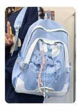 KYLETHOMASW  -  Women Students Contrast Color Patchwork Schoolbags Casual All Match Letter Printing Backpack Fashion Y2k Aesthetic Ins Backpacks