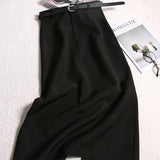 KYLETHOMASW  -  Spring Simple Long Skirts A-line Solid Korean Fashion High Waist Faldas Mujer Office Lady Elegant Retro Women Skirt