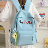KYLETHOMASW  -  Kawaii Style Animal Embroidery Backpack Girls Multi Pocket Casual Outdoor Travel School Bag New Trend Book Back Packs