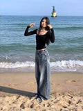 KYLETHOMASW  -  Y2k Vintage 90s Streetwear High Waist Wide Leg Pants American Retro Grunge Hip Hop Oversized Baggy Denim Pants 2024