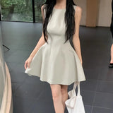 KYLETHOMASW  -  line Mini Dresses Sleeveless Spring Summer Sweet Simple Elegant Vestidos Mujer Korean Fashions Retro Women Dress