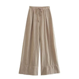KYLETHOMASW  -  Pantalon Femme Trousers Women Summer French Minimalist Pants Women Loose Fitting Casual Drawstring Wide Leg Pants