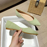 KYLETHOMASW  -  New Striped Fabric Ballerinas Woman Soft Bottomed Flats Big Size 42/43 Shoes Ladies Pointed Toe Dress Loafers Green Ballets