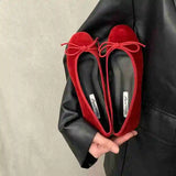 KYLETHOMASW  -  Red New Women Flat Shoes Fashion Shallow Slip On Ladies Elegant Ballerinas Shoes Soft Flat Heel Outdoor Casual Mary Jane