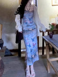 KYLETHOMASW  -  Sexy Summer Maxi Dress Women Preppy Style Fashion Butterfly Print Sleeveless Strap Dresses Casual Clubwear Elegant Party Dresses