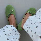 KYLETHOMASW  -  Sweet Bow Ballet Flats Shoes Round Toe Suede Flat Loafers Ladies Soft Comfortable Slip‑on Ballerina Shoes Casual Dress Footwear