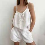 KYLETHOMASW  -  spring and summer Europe and America sexy neck vest pajamas sleeveless double yarn shorts set women's loungewear