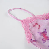 KYLETHOMASW  -  Pure girl style small floral lace V-neck suspender summer lightweight mesh age reducing vest top