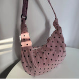 KYLETHOMASW  -  Streetwear Polka Dot Office Lady Shoulder Bag Women Canvas Drawstring Pleated Hobo Bags Y2k Aesthetic Handbags Crossbody Korean