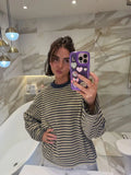 KYLETHOMASW  -  Vintage Striped Long Sleeve T Shirt Women O Neck Casual Autumn Tees Loose Tops