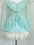 KYLETHOMASW  -  Vintage Style Sweet Girl Lace Cardigan + Polka Dot Camisole + Short Skirt Suiit Japanese Style Elegant 3-piece Set Summer