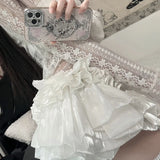 KYLETHOMASW  -  Kawaii White Mini Skirt Women Kawaii Cutecore Ruffles Bud Skirts Summer Fashion Streetwear Korean Casual Ball Gown Faldas