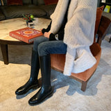 KYLETHOMASW  -  New Retro Women's Shoes Luxury Genuine Leather Knee High Boots for Woman Fashion Britain Knight Boots Designer Shoes Botas Mujer