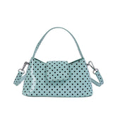 KYLETHOMASW  -  Women Sweet Polka Dot Patent Leather Underarm Bag Small Flap Design Single Short Handle Shoulder Bags Cute Daily Dating Handbags