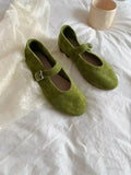 KYLETHOMASW  -  Leather Mary Janes Flats Shoes Women Cow Suede Buckle Strap Ballet Flats Shoes Ladies Spring Autumn Shallow Soft Casual Loafers