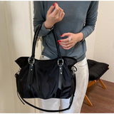 KYLETHOMASW  -  Women Polka Dot Nylon Tote Bag Pu Leather Handle Large Capacity Soft Shoulder Bag Casual Daily Crossbody Handbag Purse