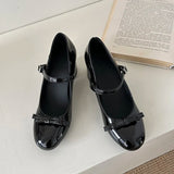 KYLETHOMASW  -  Gentle Wind Bow One Strap Mary Jane Shoes Women's Summer Block Heel Pump Shoes