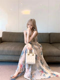 KYLETHOMASW  -  Temperament Dresses Women Sexy Floral Printed Fashion Sleeveless Slim Vintage Elegant Party Dress Elegant Ladies Backless