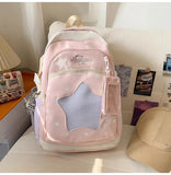 KYLETHOMASW  -  High-capacity Transparent Star Dot Ita Bags Sweet Y2k Aesthetic Ins Students Backpacks Contrast Color Patchwork Women Schoolbags