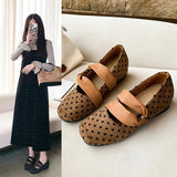KYLETHOMASW  -  Sweet Spring Auutmn Women Dot Mary Jane Shoes Round Toe Shoes Ladies Concise Daily Dress Comfortable Ballet Flats Shoes 367