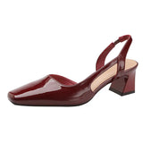 KYLETHOMASW  -  New Square Head Red Coarse Heel French Strap Top Sandals for Women in Summer