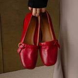 KYLETHOMASW  -  Square Toe Loafers Shoes Woman Soft Leather Retro Sandals Shallow Summer Trend Soft Sole Shoes Comfort Zapatillas De Mujer