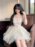 KYLETHOMASW  -  Lolita Kawaii Sweet Y2k Mini Dress Woman Short Sleeve Elegant Party Dress Japanese Lolita Casual Korean Fashion Dress Summer