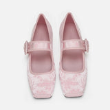 KYLETHOMASW  -  Designer Silk Embroidery Ballerinas Woman Pig Toe Flats Shoes Ladies Belt Buckle Silky Mary Janes Wedding Brides Ballets Loafers