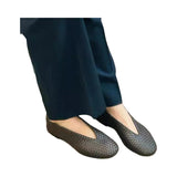 KYLETHOMASW  -  Fashionable Comfortable Knitted Slip-On Flat Bottom Ballet Style Women's Shoes round Toe Ultra-Leather Casual Low Cut Footwear