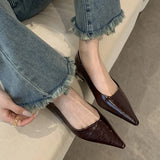 KYLETHOMASW  -  sexy ladies pointed toe flat shoes glitter leather patchwork OL working shoes female shallow mouth cozy flats designer loafers