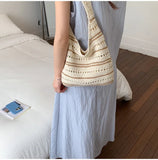 KYLETHOMASW  -  Stripe Knitted Tote Bag Underarm Shoulder Bags High Capaci Bolsa Beach Bolsos mujer Bolsas Lazy Style Casual Sac Femme