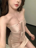 KYLETHOMASW  -  Evening Dresses Women Sleeveless Ruffles Halter Slim Slash Neck Backless Cocktail Dress Birthday Party Wedding Sexy
