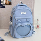 KYLETHOMASW  -  Korean Chic Kawaii Cat Schoolbags High-capacity Y2k Aesthetic Students Backpacks Transparent Preppy Women Casual Travel Ita Bags