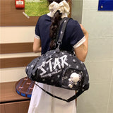 KYLETHOMASW  -  Star Print Bowling Ita Bag Large Capacity Denim Shoulder Bag Clear Window Crossbody Handbag Adjustable Strap Women Casual Bag