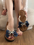 KYLETHOMASW  -  Comfortable Thick Bottom Fashionable Sweet  Knot Women's Sandals Casual Summer Slip-On Slippers Polka Dot Clogs
