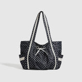KYLETHOMASW  -  Korean Style Vintage Instagram Polka Dot Bag for Women's Niche Sweet Lace Shoulder Commuting Large Capacity Tote Bags