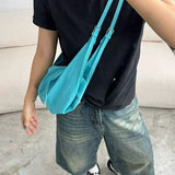 KYLETHOMASW  -  Blue Harajuku Fashion Tote Bag Women Pleated Large Capacity Hobo Shoulder Bags Ladies Commute Everyday Versatile Crossbody Bag