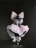 KYLETHOMASW  -  Fairy Princess Dress Sweet Girl Women's Pink Polka Dot Off Shoulder Big Bow Trailing Puffy Short Birthday Party Lolita Dresses