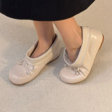 KYLETHOMASW  -  Women's Round Toe Bow Ballet Mary Jane Shoes Low Block Heel Slip On Pump Casual Office Daily Wide Mouth Dress Flat Footwear