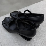 KYLETHOMASW  -  Sweet Bow Decoration Strange Heel Round Toe Mary Jane Shoes for Women Street Style Designer High Heels Elegant Party Dress Shoes