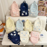 KYLETHOMASW  -  Women's Backpack Cute Cat Embroidery Letter Plush Charm Multi Pocket Adjustable Strap Casual Daily School Bag New Back Pack