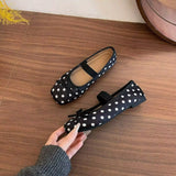 KYLETHOMASW  -  Spring Polka Dot Women Ballet Flats Comfortable Square Toe Style Soft Sole Ladies Dress Shoes