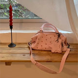 KYLETHOMASW  -  Korean Sweet Cute Polka Dot Handbag Women Star Suede Large Capacity Boston Bag Ladies Harajuku Fashion Casual Crossbody Bag Chic