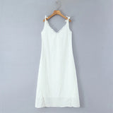 KYLETHOMASW  -  Sexy Sleeveless V Neck Lace Trim Holiday Summer Dress Women Elegant A-line Midi Vintage Casual Vestidos