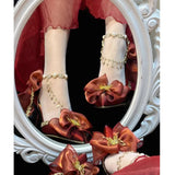 KYLETHOMASW  -  Red Bow-Knot Chain Pearl Ankle Strap Stiletto Lolita Wedding Shoes Woman Summer Pointed Toe High Heels Sandals Party Shoes