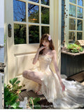 KYLETHOMASW  -  Summer French Elegant Fashion Mini Tube Top Dress Women's Elastic Waist Backless Sexy Tulle Boned Dress High-end Evening Gown