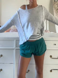 KYLETHOMASW  -  Women's Casual Grey Cropped Sweatshirt Chic Long Sleeved O-neck Top Reverse Crochet Lace Outfit New Oversized Y2k Streetwear