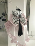 KYLETHOMASW  -  Fairy Princess Dress Sweet Girl Women's Pink Polka Dot Off Shoulder Big Bow Trailing Puffy Short Birthday Party Lolita Dresses