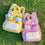 KYLETHOMASW  -  Japanese Girls Cartoon Schoolbags Women Students Kawaii Ins Pockets Backpack Y2k Patchwork Fashion High-capacity Plaid Backpacks