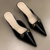 KYLETHOMASW  -  Ladies Pointed Toe Shoes New Spring Leather Shallow Mouth Comfortable Casual Women's High Heel Sandals Fashion Slippers35-40